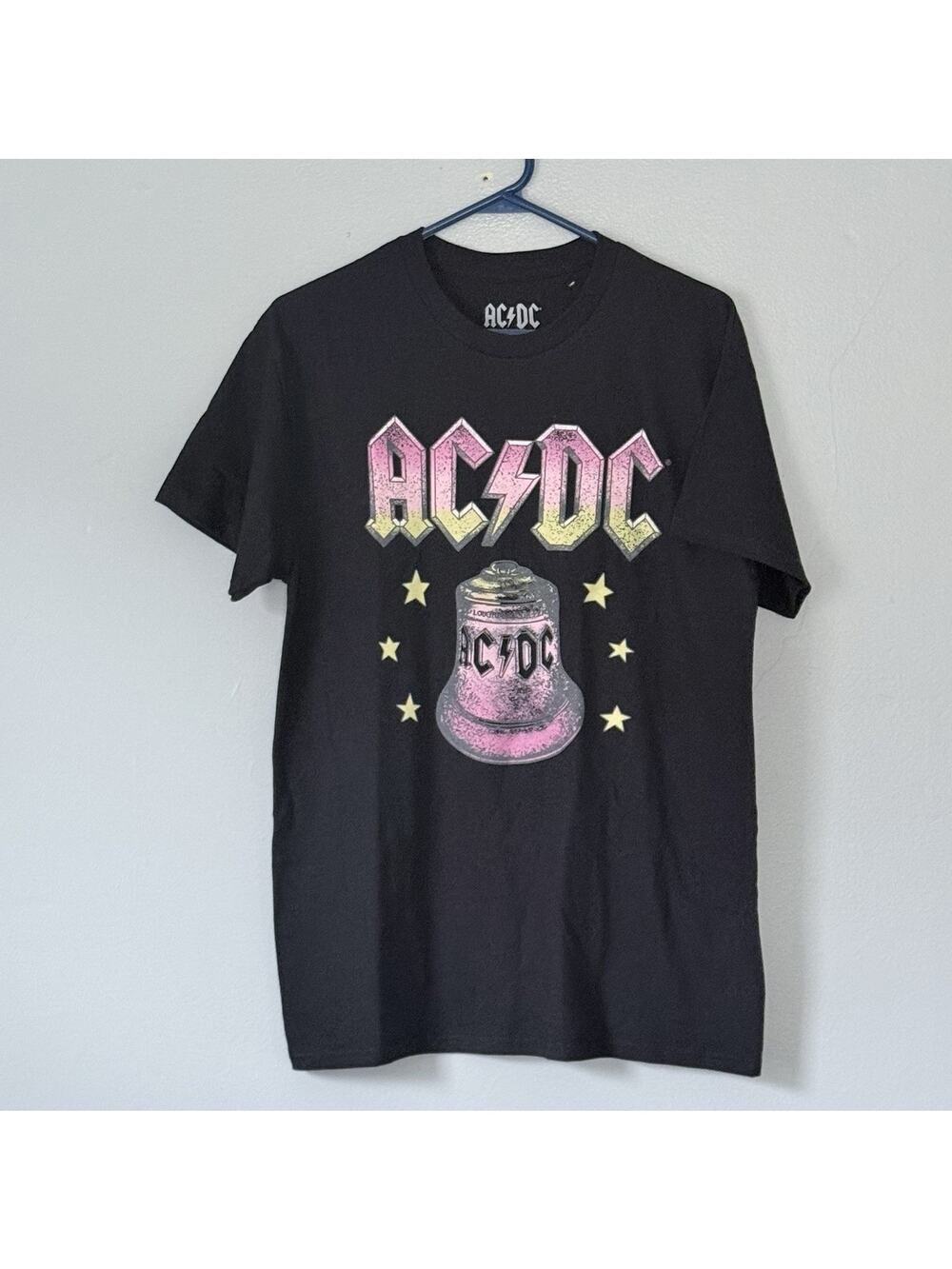 AC/DC Hells Bells T Shirt Medium Black Unisex Rock Band Tee New with Damage